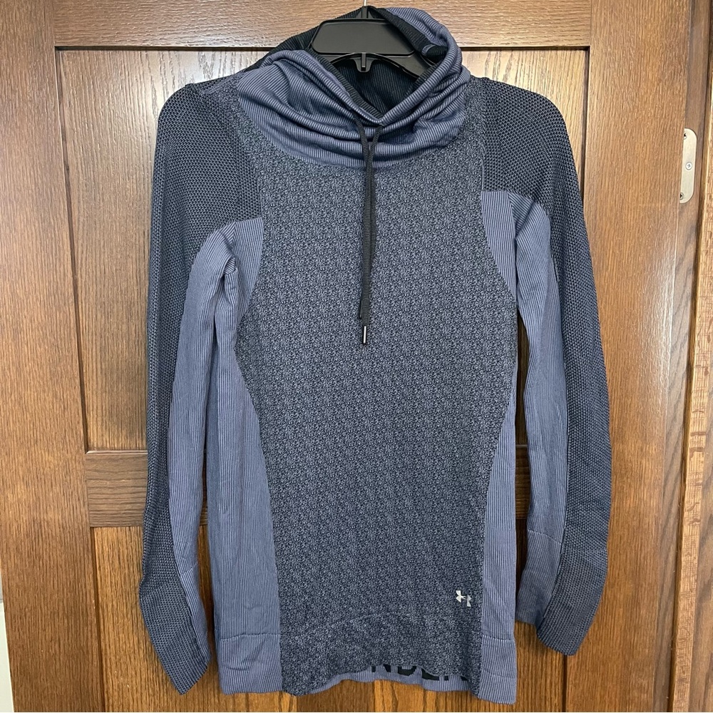 NWT Under Armour Periwinkle Threadborne Seamless Heathered Funnel Neck Pullover